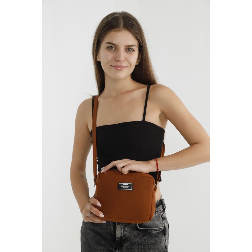 Shaka mini τσάντα χιαστί μονής θήκης Καφέ Shaka mini τσάντα χιαστί μονής θήκης Καφέ