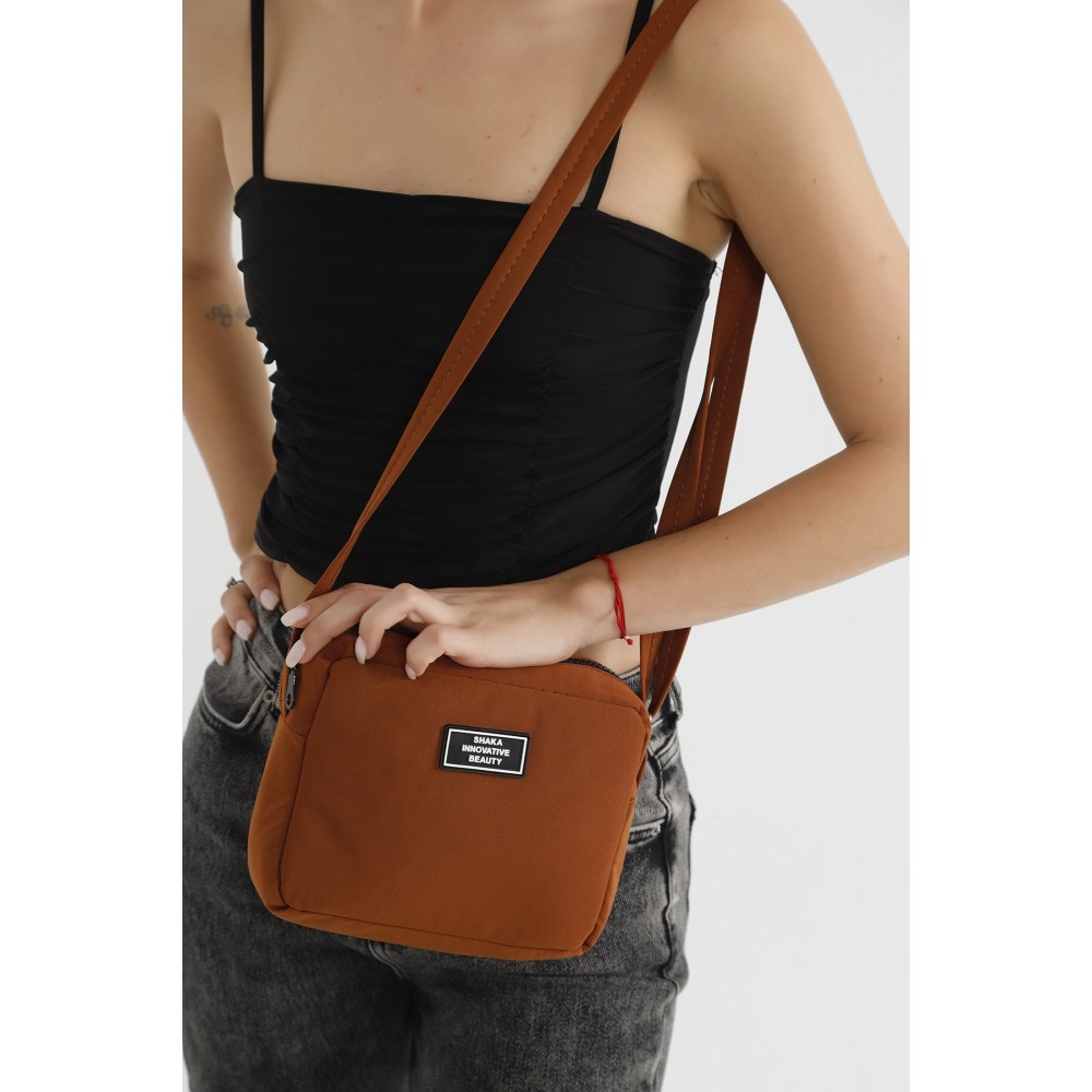 Shaka mini τσάντα χιαστί μονής θήκης Καφέ Shaka mini τσάντα χιαστί μονής θήκης Καφέ