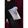Silver Polo Ασημί ανάγλυφο Clutch τσάντα μονής θήκης Silver Polo Ασημί ανάγλυφο Clutch τσάντα μονής θήκης