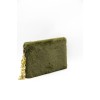 Silver Polo Χακί Βελούδινη Clutch Τσάντα μονής θήκης