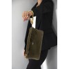 Silver Polo Χακί Βελούδινη Clutch Τσάντα μονής θήκης