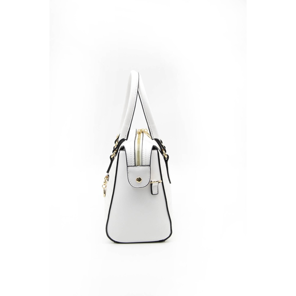 Silver Polo Λευκή Γυναικεία Τσάντα χειρός μονής θήκης με χρυσό αξεσουάρ Silver Polo Λευκή Γυναικεία Τσάντα χειρός μονής θήκης με χρυσό αξεσουάρ