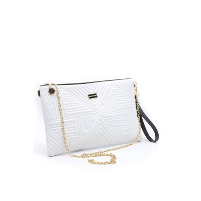 Silver Polo Λευκό Clutch τσάντα μονής θήκης με μοτίβο πυραμίδα