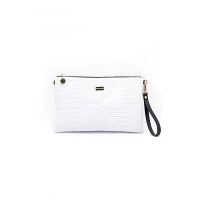 Silver Polo Λευκό Clutch τσάντα μονής θήκης με μοτίβο πυραμίδα