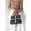 Silver Polo Μαύρη Γυναικεία Τσάντα χειρός με μοτίβο καρό Silver Polo Μαύρη Γυναικεία Τσάντα χειρός με μοτίβο καρό