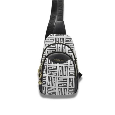 Silver Polo Μαύρη Λευκή Γυναικεία τσάντα Freebag με δύο θήκες