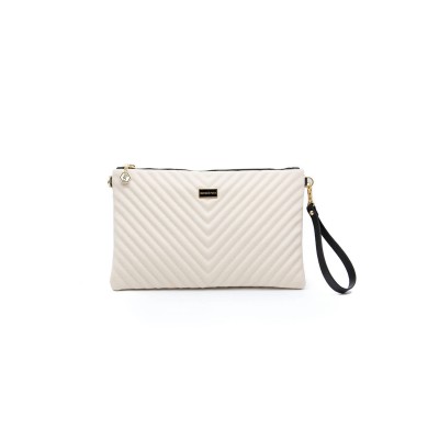 Silver Polo V-Μοτίβο Μπεζ Clutch τσάντα μονής θήκης 
