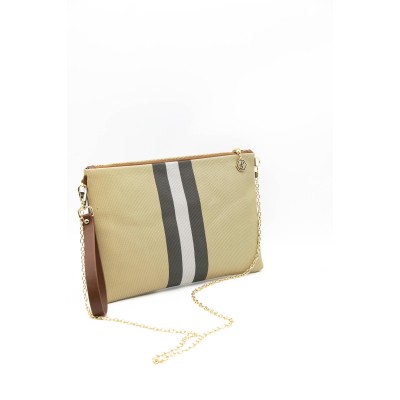 Silver Polo Μπεζ Clutch Τσάντα μονής θήκης με μοτίβο καρό