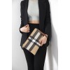 Silver Polo Μπεζ Clutch Τσάντα μονής θήκης με μοτίβο καρό