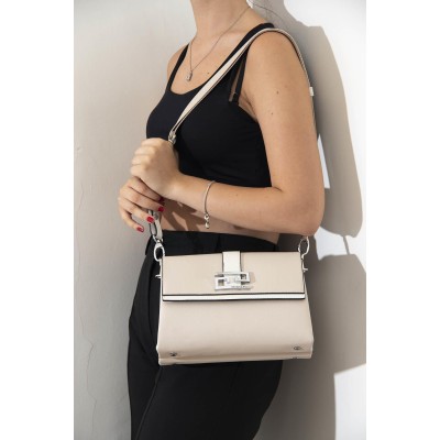 Silver Polo Μπεζ Γυναικεία Τσάντα χιαστί/Messenger με έξι θήκες