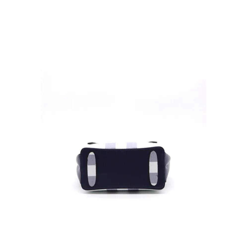 Silver Polo Μπλε Λευκή Γυναικεία Τσάντα χειρός mini με μοτίβο κάρο Silver Polo Μπλε Λευκή Γυναικεία Τσάντα χειρός mini με μοτίβο κάρο