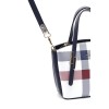 Silver Polo Μπλε Λευκή Γυναικεία Τσάντα χειρός mini με μοτίβο κάρο Silver Polo Μπλε Λευκή Γυναικεία Τσάντα χειρός mini με μοτίβο κάρο