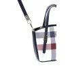 Silver Polo Μπλε Λευκή Γυναικεία Τσάντα χειρός mini με μοτίβο κάρο Silver Polo Μπλε Λευκή Γυναικεία Τσάντα χειρός mini με μοτίβο κάρο