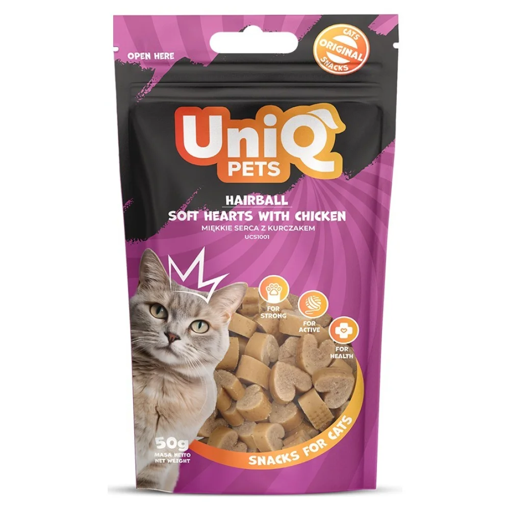 Uniq 50gr Λιχουδιά για Γάτες για Τριχόμπαλες Μαλακές Καρδιές με Κοτόπουλο Uniq 50gr Λιχουδιά για Γάτες για Τριχόμπαλες Μαλακές Καρδιές με Κοτόπουλο