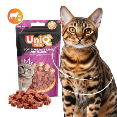 Uniq 50gr Λιχουδιά για Γάτες Μαλακά Αστέρια με Αρνί και Ταυρίνη