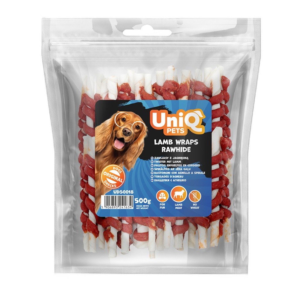 Uniq 500gr Λιχουδιά για Σκύλους Στικς από Δέρμα Τυλιγμένα με Αρνί Uniq 500gr Λιχουδιά για Σκύλους Στικς από Δέρμα Τυλιγμένα με Αρνί