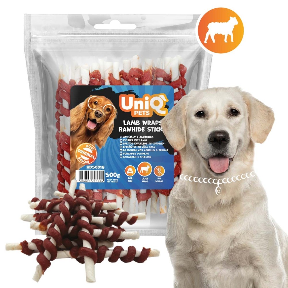 Uniq 500gr Λιχουδιά για Σκύλους Στικς από Δέρμα Τυλιγμένα με Αρνί Uniq 500gr Λιχουδιά για Σκύλους Στικς από Δέρμα Τυλιγμένα με Αρνί