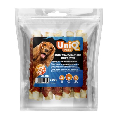 Uniq 500gr Λιχουδιά για Σκύλους Στικς από Δέρμα Τυλιγμένα με Πάπια 17εκ