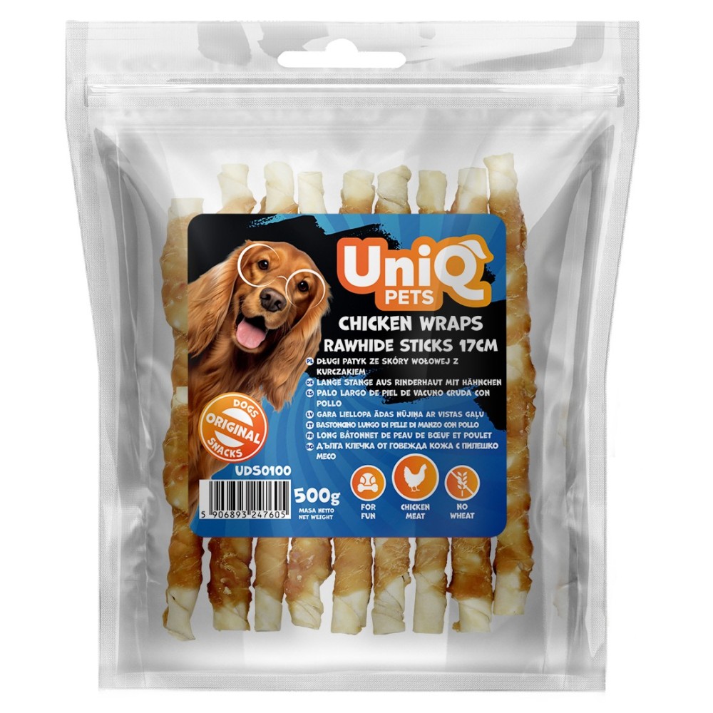 Uniq 500gr Λιχουδιά για Σκύλους Στικς από Δέρμα Κοτόπουλου Τυλιγμένα με Κοτόπουλο