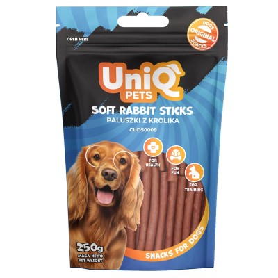 Uniq 250gr Λιχουδιά για Σκύλους Μαλακά Στικς με Κουνέλι