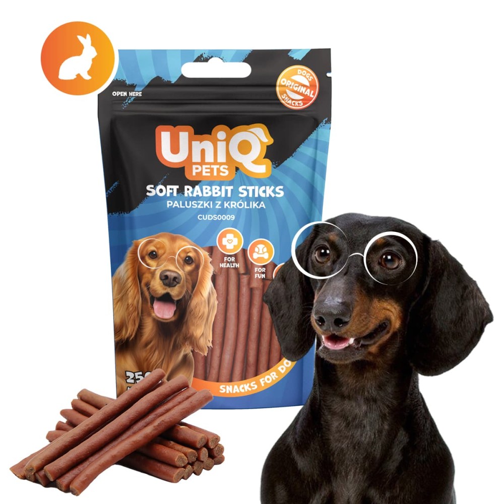 Uniq 250gr Λιχουδιά για Σκύλους Μαλακά Στικς με Κουνέλι