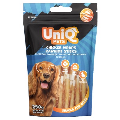 Uniq 250gr Λιχουδιά για Σκύλους Στικς από Δέρμα Κοτόπουλου Τυλιγμένα με Κοτόπουλο