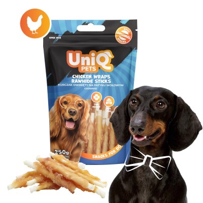 Uniq 250gr Λιχουδιά για Σκύλους Στικς από Δέρμα Κοτόπουλου Τυλιγμένα με Κοτόπουλο