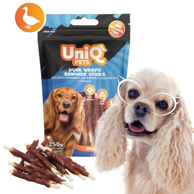Uniq 250gr Λιχουδιά για Σκύλους Στικς με Δέρμα Τυλιγμένο με Πάπια
