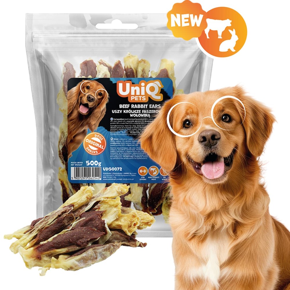 Uniq 500gr Λιχουδιά για Σκύλους Αυτιά Κουνελιού με Μοσχάρι