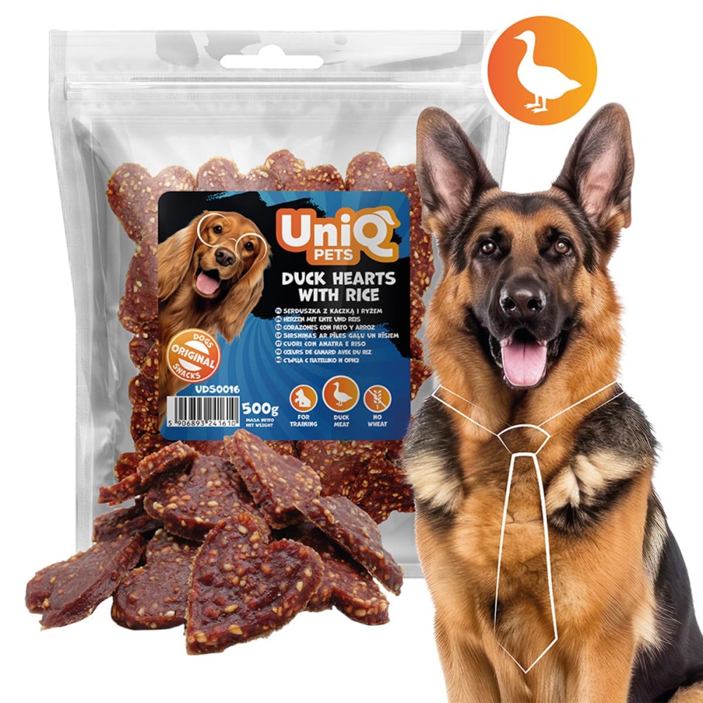 Uniq 500gr Λιχουδιά για Σκύλους Καρδιές Πάπιας με Ρύζι