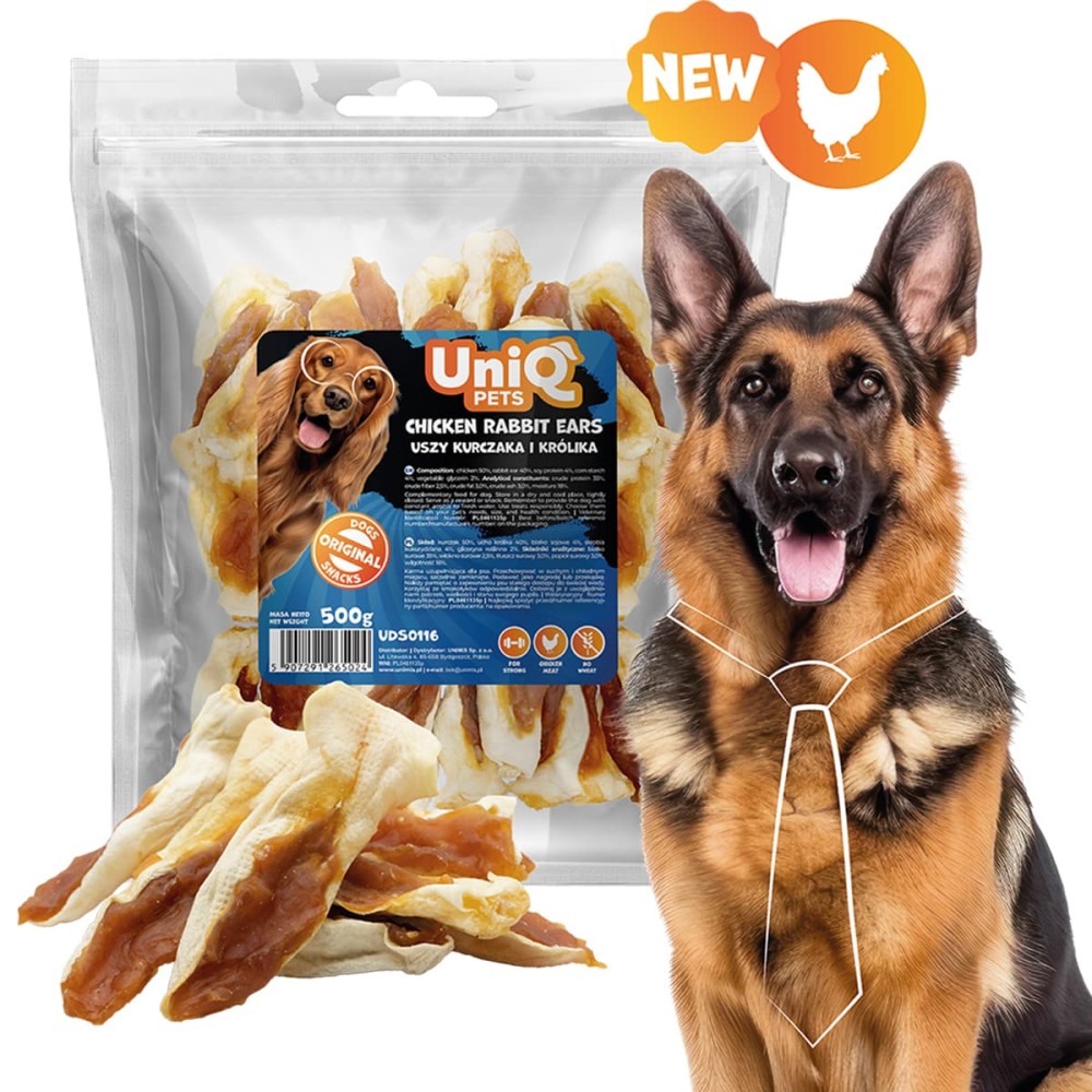 Uniq 500gr Λιχουδιά για Σκύλους Αυτιά Κουνελιού με Κοτόπουλο