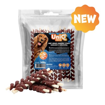 Uniq 500gr Λιχουδιά για Σκύλους Στικς από Δέρμα Τυλιγμένα με Μοσχάρι