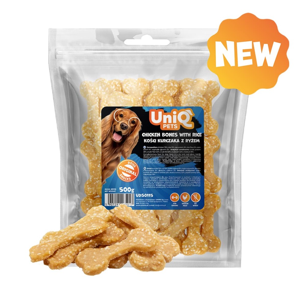 Uniq 500gr Λιχουδιά για Σκύλους Μαλακά Κόκκαλα με Ρύζι και Κοτόπουλο