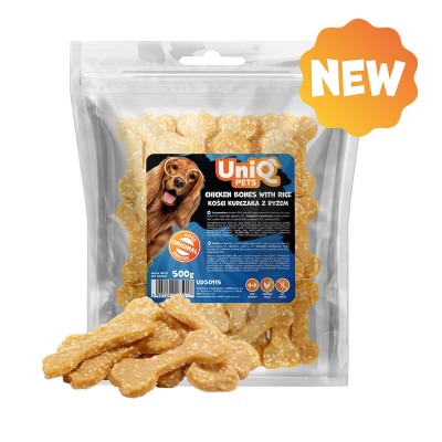 Uniq 500gr Λιχουδιά για Σκύλους Μαλακά Κόκκαλα με Ρύζι και Κοτόπουλο