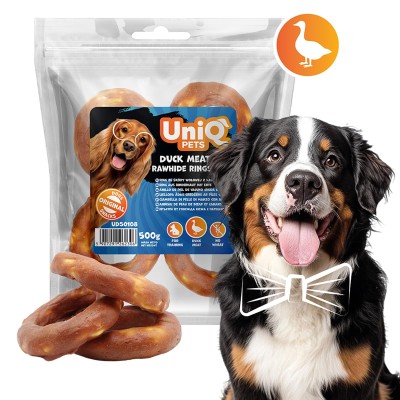 Uniq 500gr Λιχουδιά για Σκύλους Δαχτυλίδια από Δέρμα Τυλιγμένα με Πάπια 12εκ