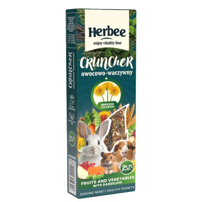 HERBEE CRUNCHER 115gr Τροφή για Τρωκτικά και Κουνέλια με Φρούτα, Λαχανικά και Πικραλίδα