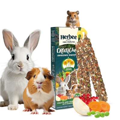 HERBEE CRUNCHER 115gr Τροφή για Τρωκτικά και Κουνέλια με Φρούτα, Λαχανικά και Πικραλίδα