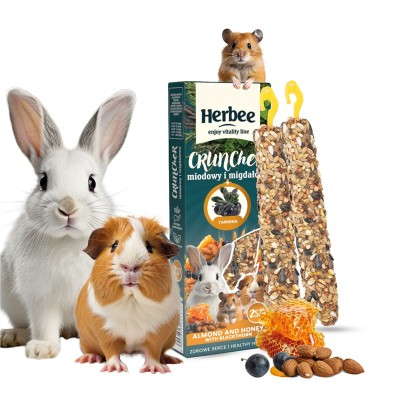 HERBEE CRUNCHER 115gr Τροφή για Τρωκτικά και Κουνέλια 2 σε 1 με Μέλι και Αμύγδαλα