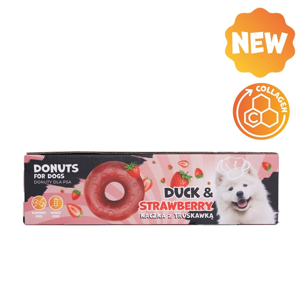 Uniq 50gr Λιχουδιά για Σκύλους Donut Κολλαγόνου με Πάπια και Φράουλα 7εκ. 10τμχ