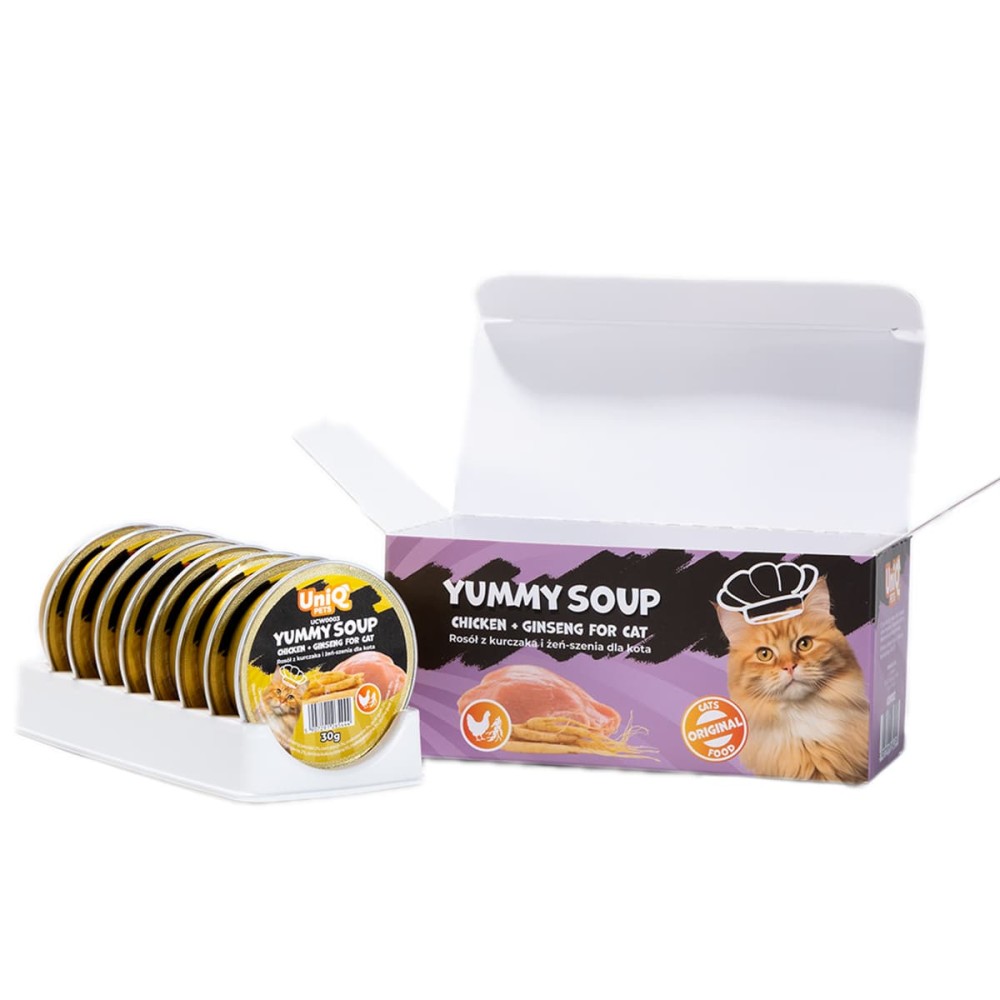 Uniq Yummy Soup 30gr για Γάτες με Κοτόπουλο και Ginseng σε Τασάκι 8τμχ