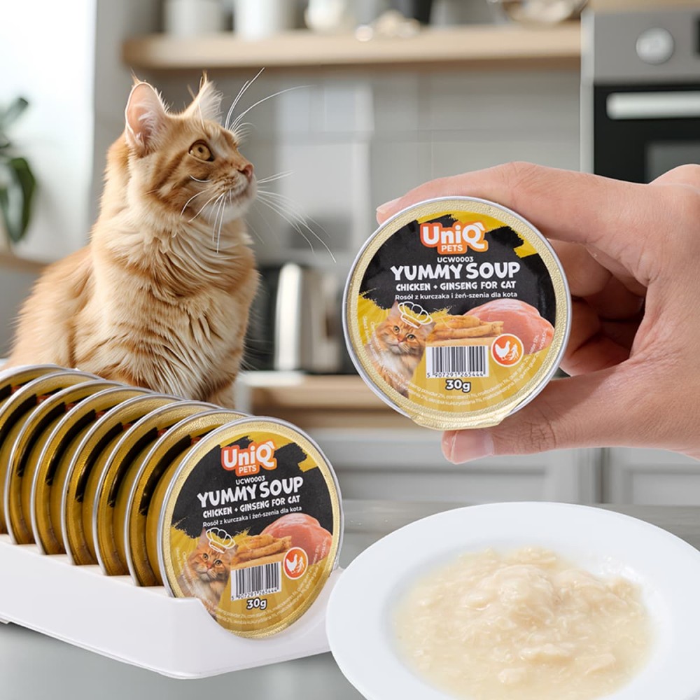 Uniq Yummy Soup 30gr για Γάτες με Κοτόπουλο και Ginseng σε Τασάκι 8τμχ