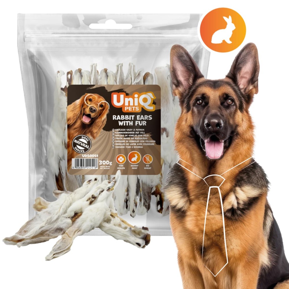 Uniq 300gr Λιχουδιά για Σκύλους Αυτιά Κουνελιού με Γούνα