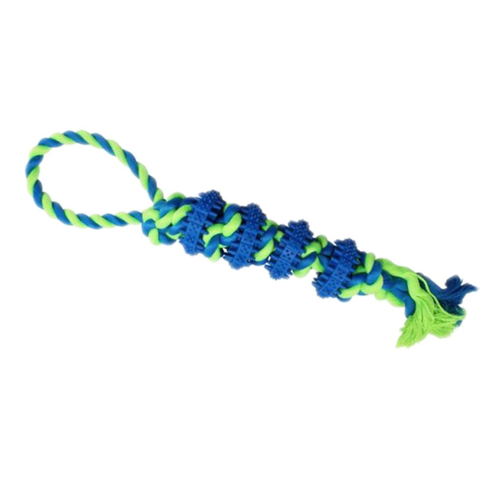 Uniq Παιχνίδι για Σκύλους από Σχοινί και Πλαστικούς Δίσκους Μασητικούς Με Γεύση Μέντα Μπλε 38εκ.