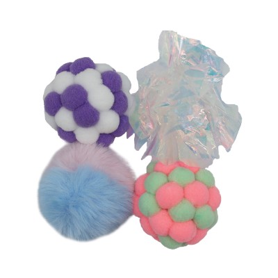 Uniq Pets Παιχνίδι Γάτας Puffies Σετ 4 Λούτρινες και Μπάλες με Ήχο