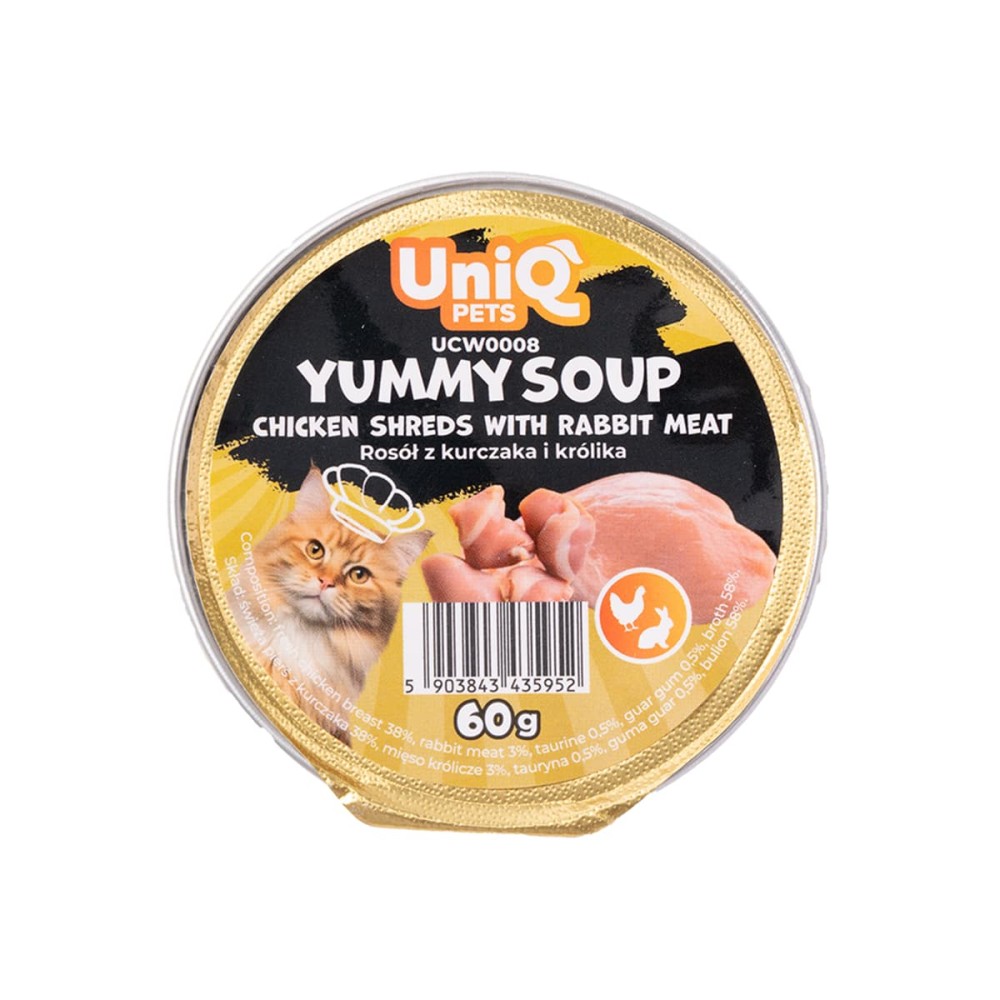 Uniq Yummy Soup 60gr για Γάτες με Κοτόπουλο και Κουνέλι σε Τασάκι 6τμχ
