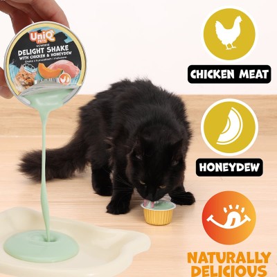 Uniq Delight Shake 60gr για Γάτες με Κοτόπουλο και Πεπόνι σε Τασάκι 6τμχ