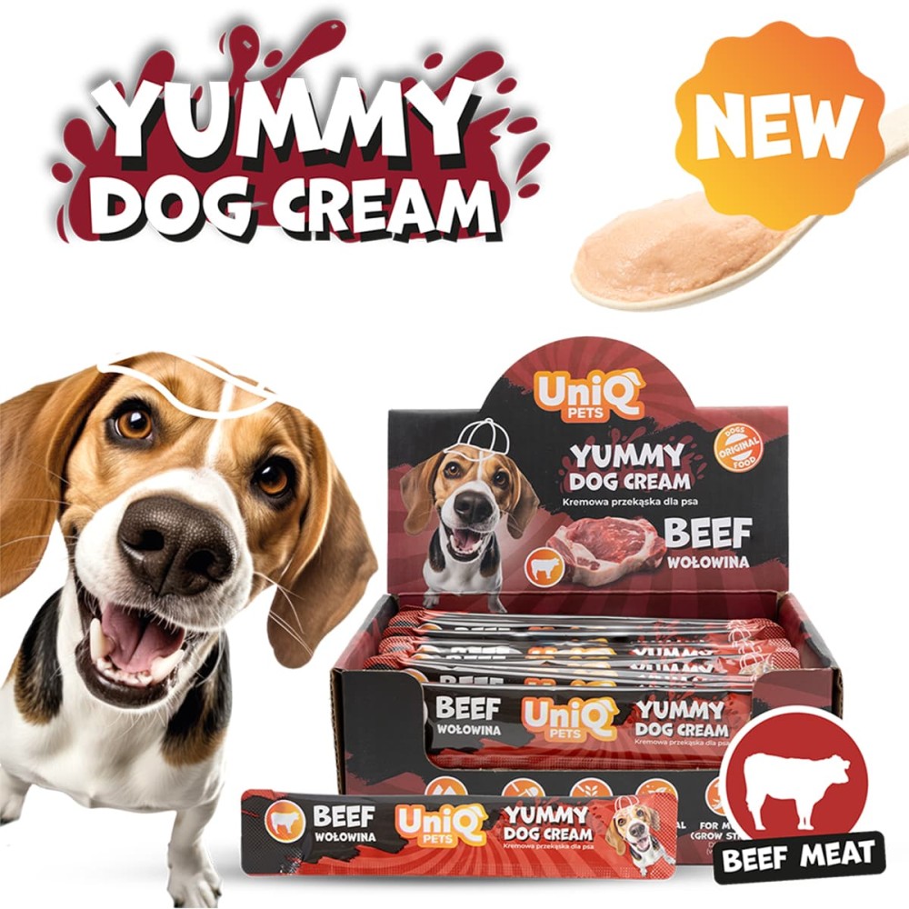 Uniq Yummy Dog Cream 15gr για Σκύλους με Μοσχάρι 50τμχ