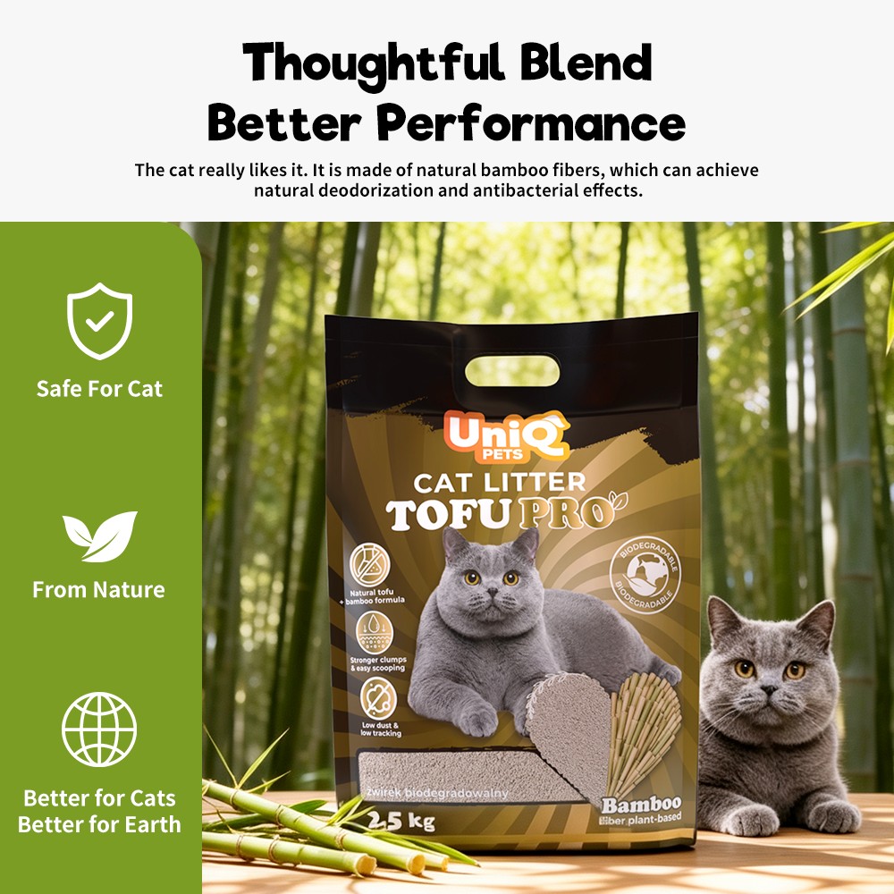 Uniq Pets Βιοδιασπώμενη Tofu Pro 6L Άμμος Γάτας από Ίνες Μπαμπού