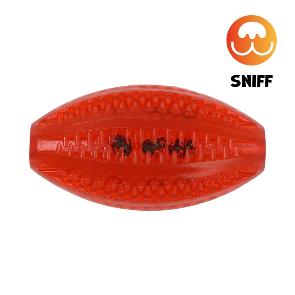 Uniq Παιχνίδι Σκύλου Rugby Ball με Υποδοχή για Λιχουδιές και Άρωμα Μέντας Κόκκινο 9cm