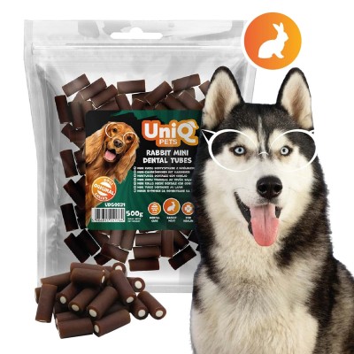 Uniq 500gr Λιχουδιά για Σκύλους Μίνι Οδοντιατρικοί Σωλήνες με Κουνέλι